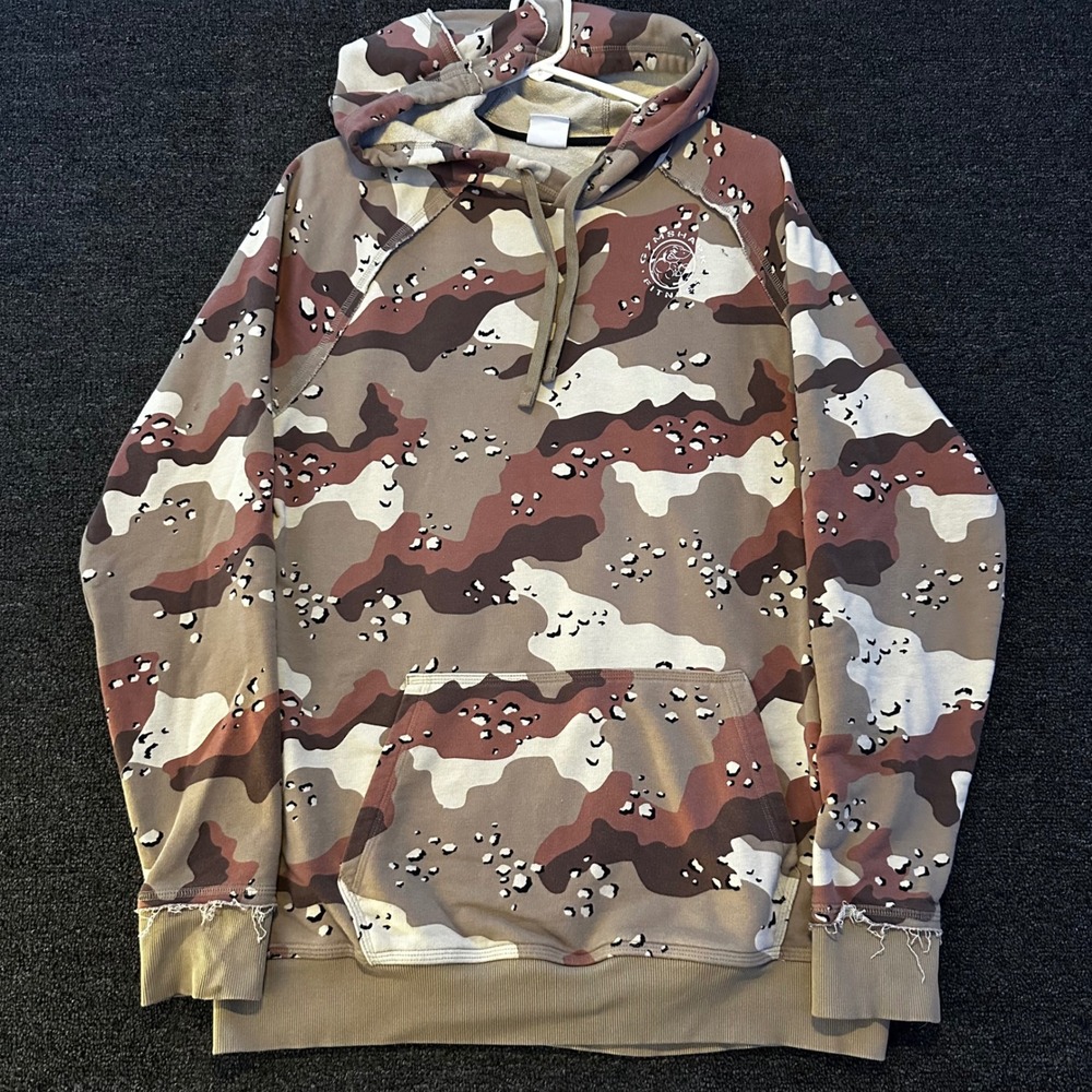 Gymshark Hoodie Men XL Brown Desert Camo Athleisure Distressed Pullover A5A2X